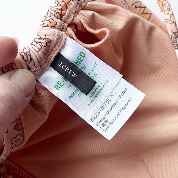 J. Crew Ruched Halter Bikini XL Top M Bottom Zinnia‎ Floral peach orange strappy - Picture 4 of 12